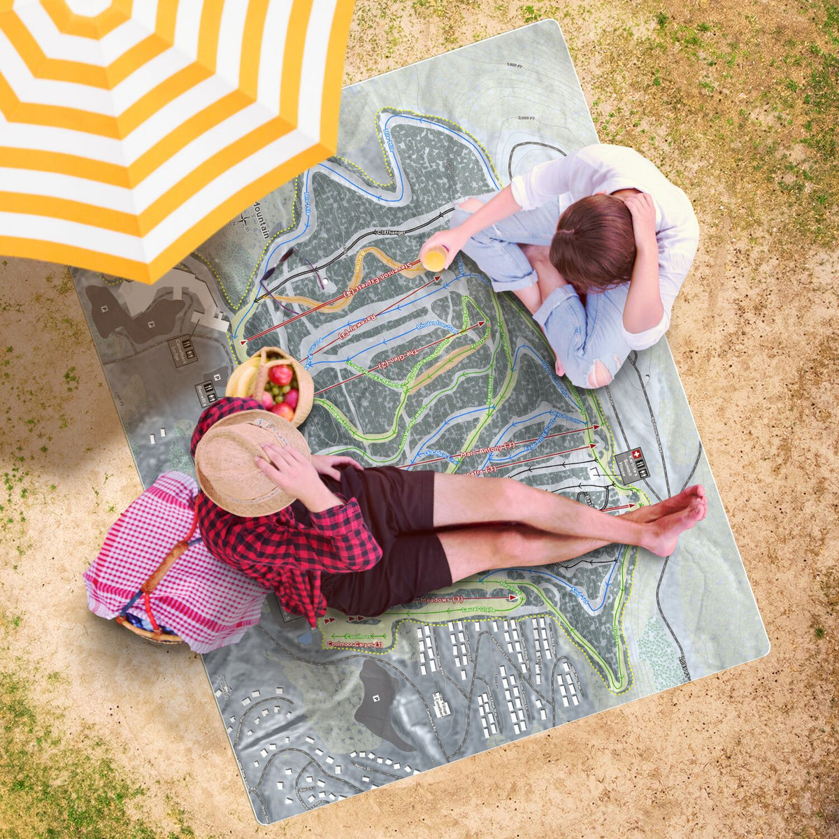 Camelback Mountain, Pennsylvania Ski Resort Map Printed Beach Towel - Powderaddicts