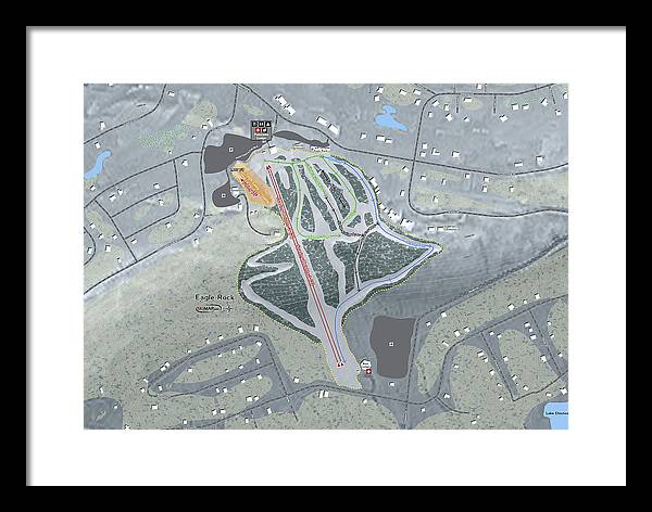 Eagle Rock Ski Trail Map - Framed Print - Powderaddicts