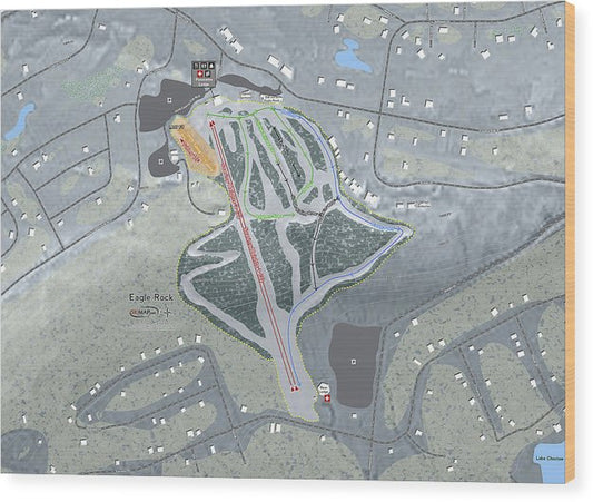 Eagle Rock Ski Trail Map - Wood Print - Powderaddicts