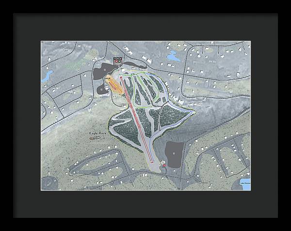 Eagle Rock Ski Trail Map - Framed Print - Powderaddicts