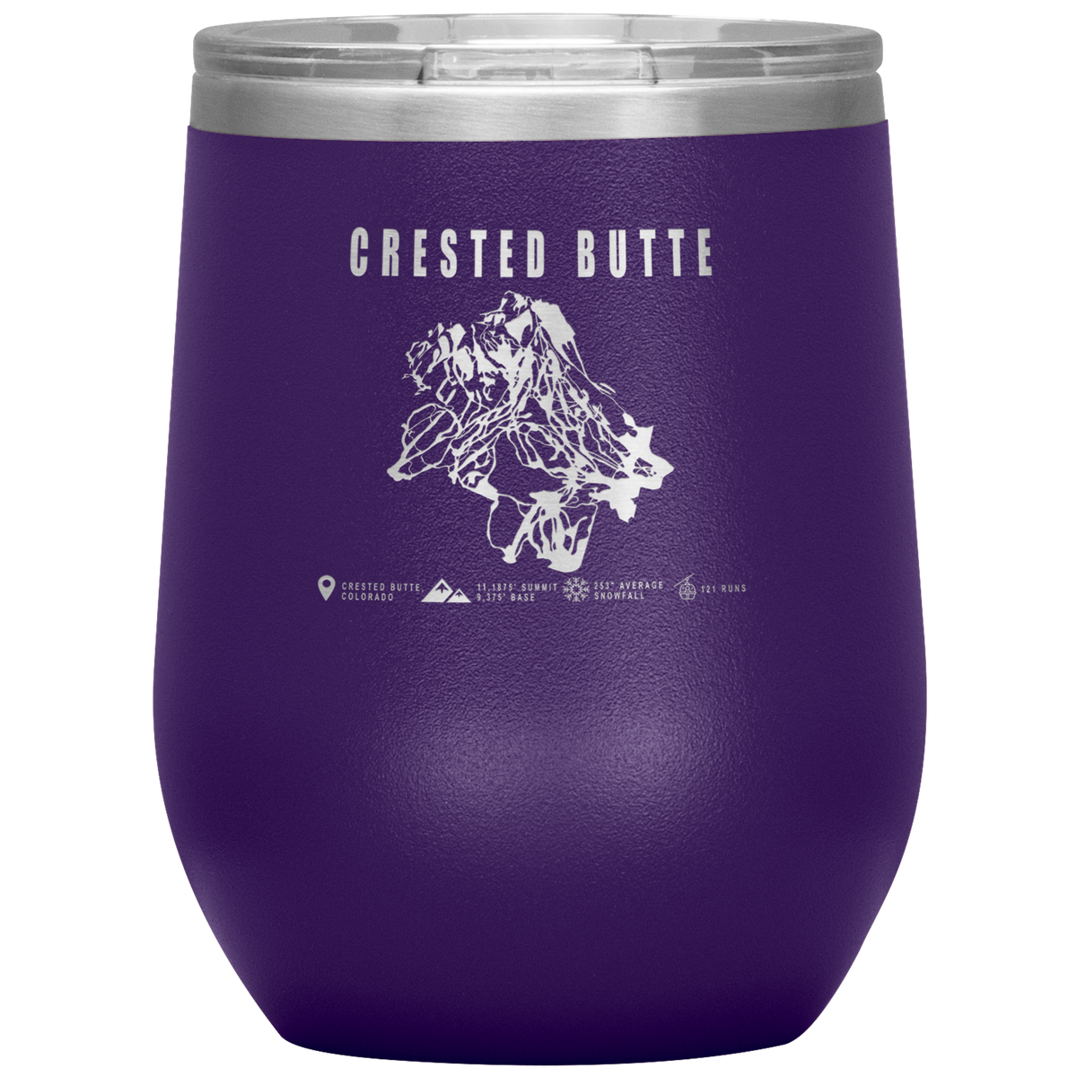 Crested Butte Colorado Ski Trail Map Wine 12oz Tumbler - Powderaddicts