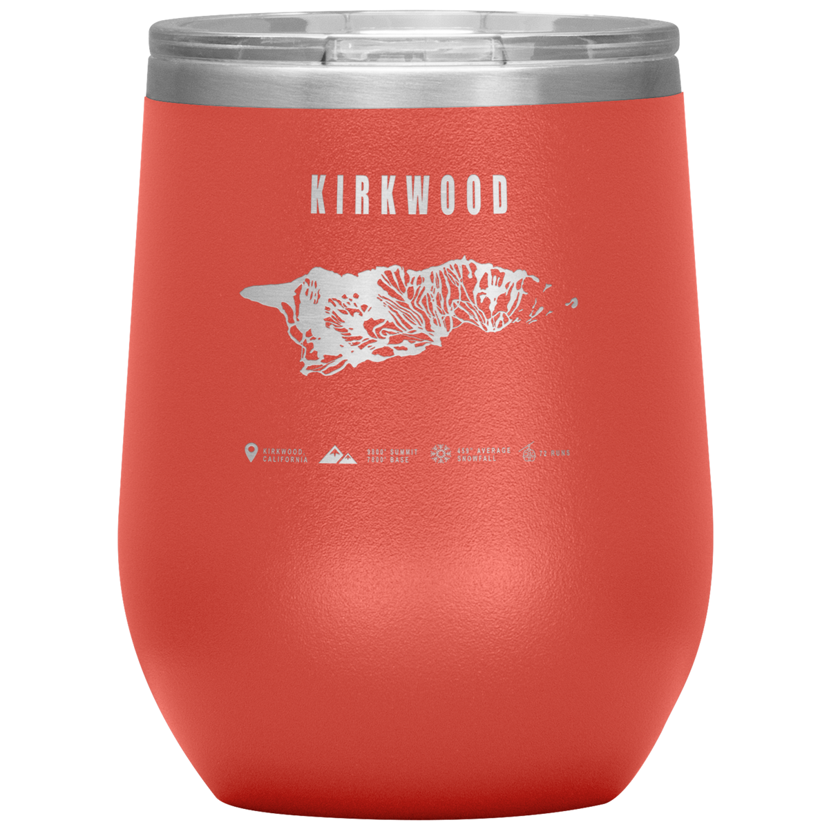 Kirkwood, California Ski Trail Map Wine 12oz Tumbler - Powderaddicts