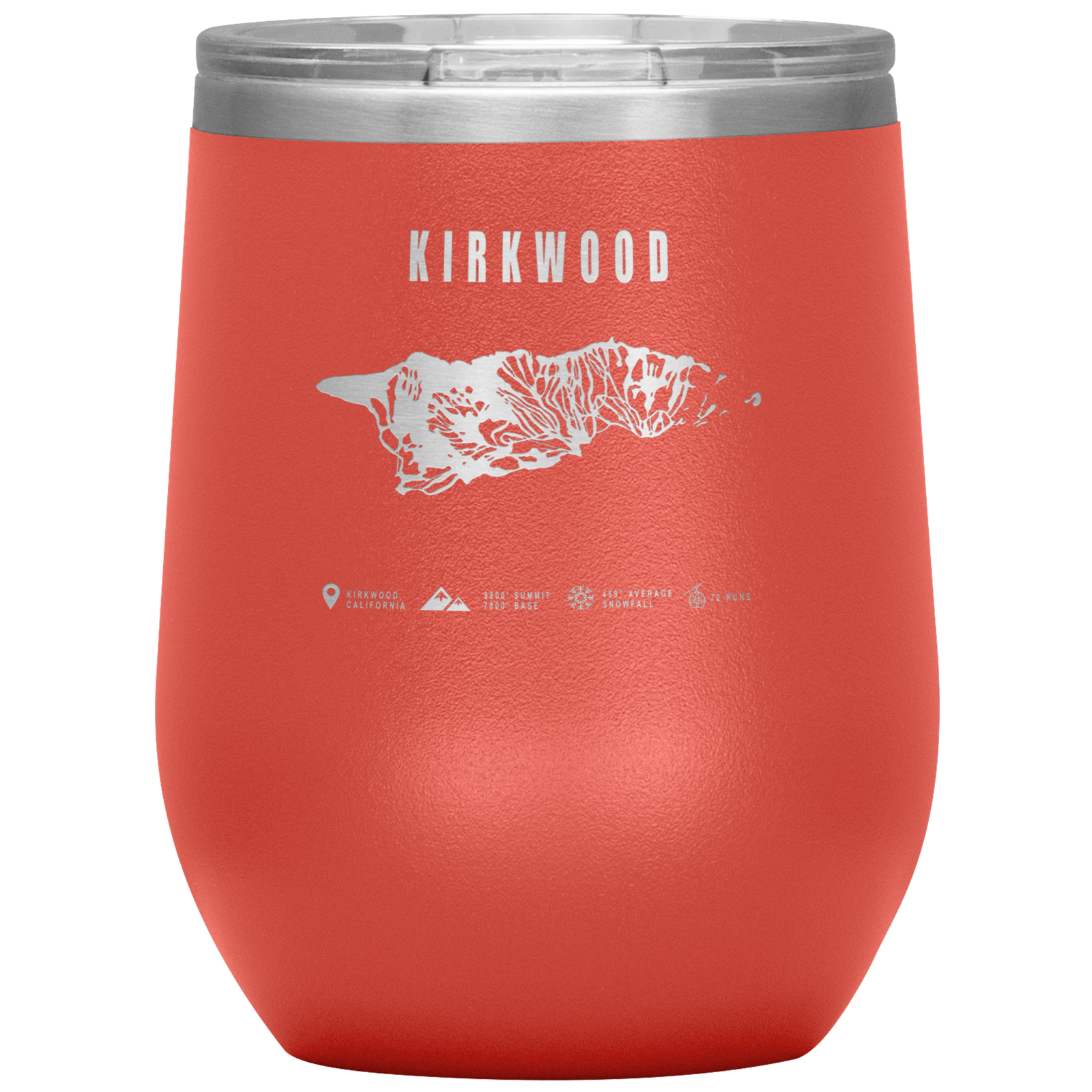 Kirkwood, California Ski Trail Map Wine 12oz Tumbler - Powderaddicts