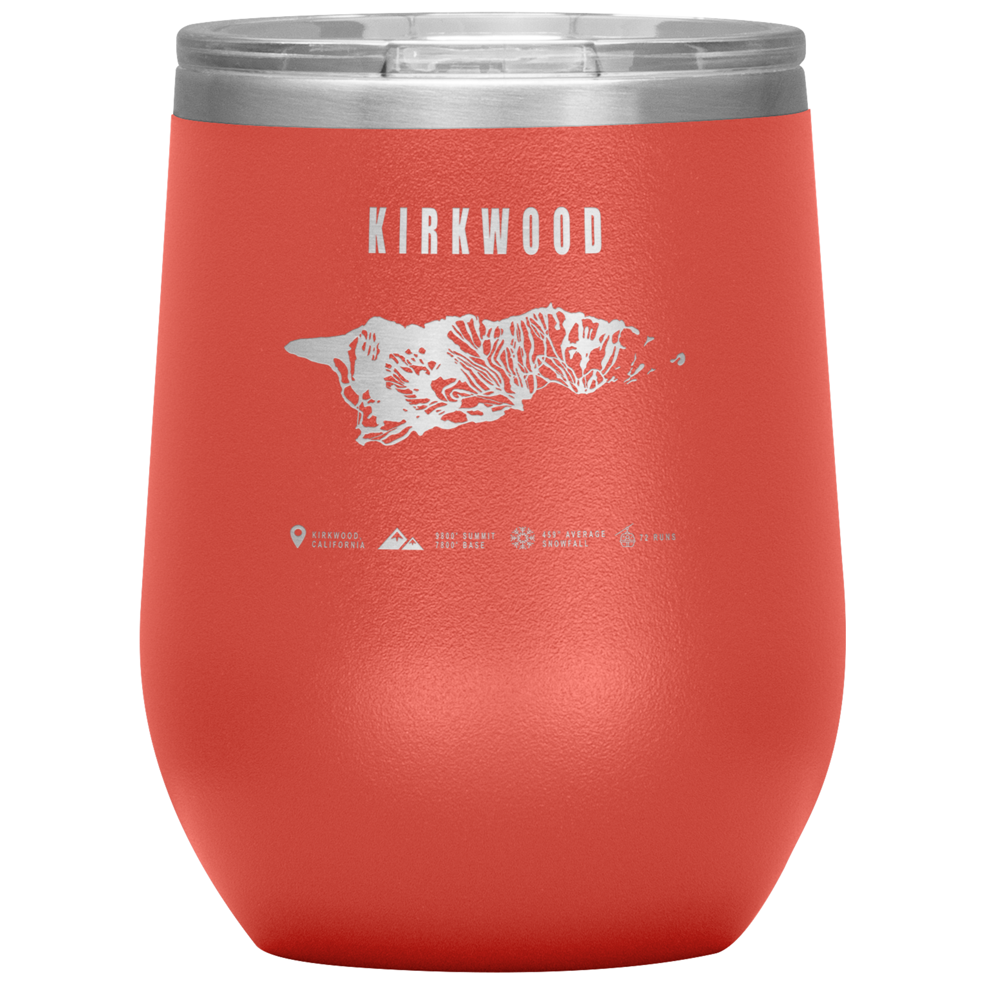 Kirkwood, California Ski Trail Map Wine 12oz Tumbler - Powderaddicts