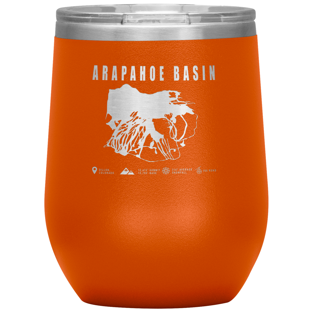 Arapahoe Basin,Colorado Ski Resort Wine 12oz Tumbler - Powderaddicts