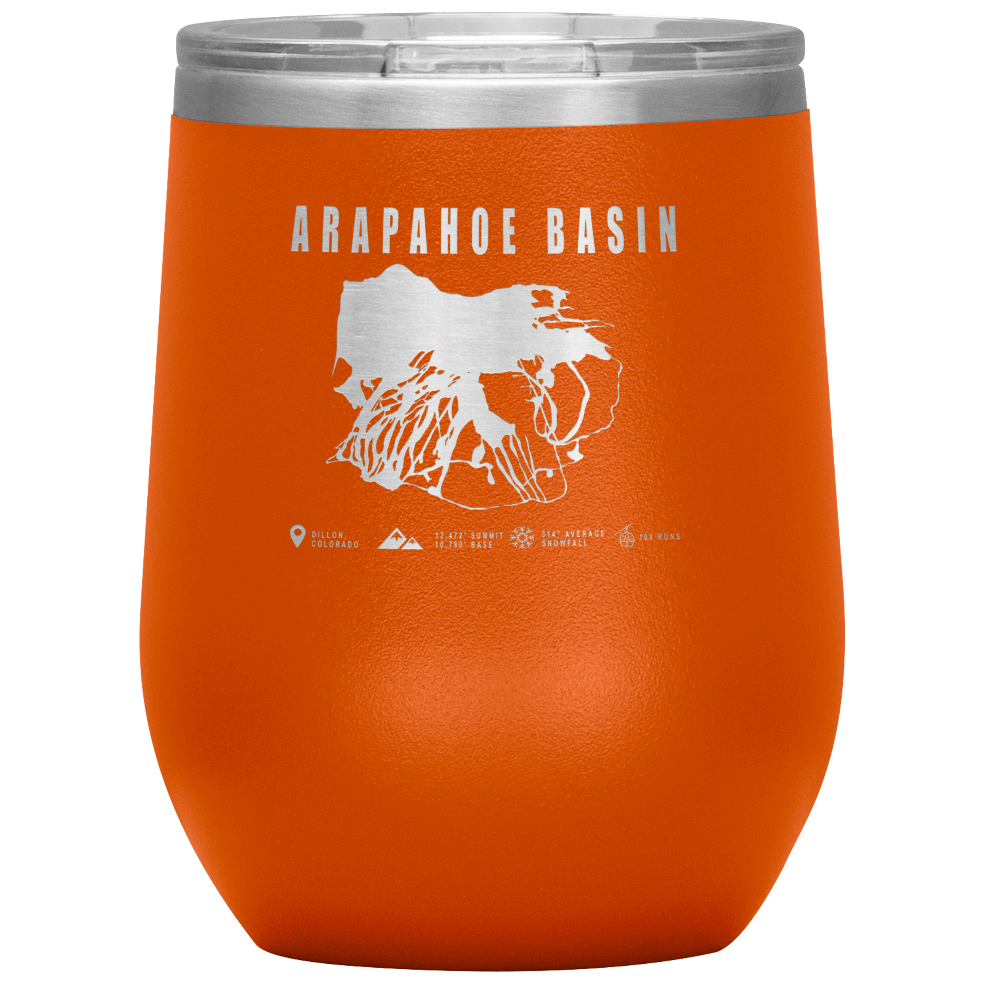 Arapahoe Basin,Colorado Ski Resort Wine 12oz Tumbler - Powderaddicts