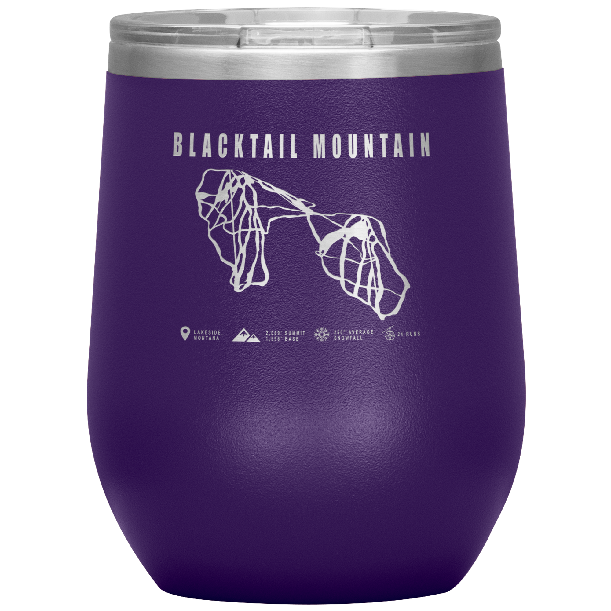 Blacktail Mountain Montana Ski Trail Map Wine 12oz Tumbler - Powderaddicts