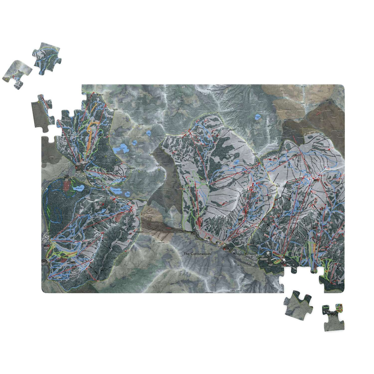 Cottonwood Canyons, Utah Ski Trail Map puzzle - Powderaddicts