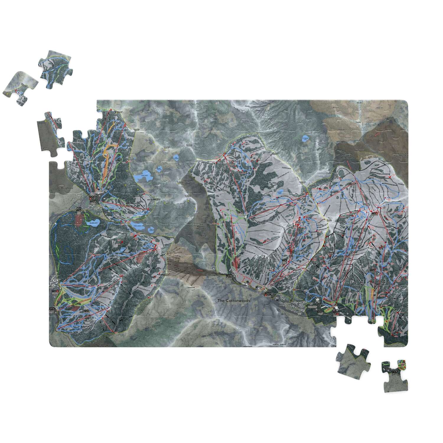 Cottonwood Canyons, Utah Ski Trail Map puzzle - Powderaddicts