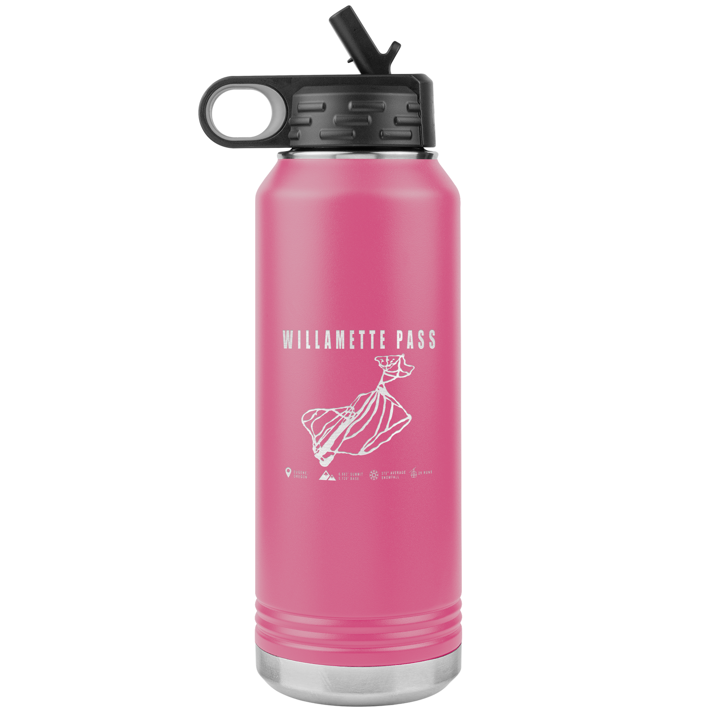 Willamette Pass, Oregon Ski Trail Map 32oz Water Bottle Tumbler - Powderaddicts