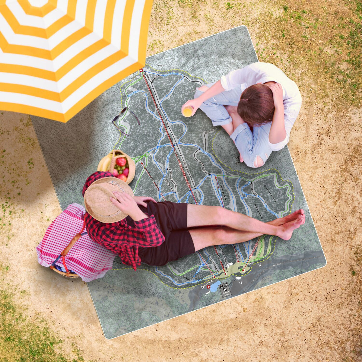 Wildcat Mountain, New Hampshire Ski Resort Map Printed Beach Towel - Powderaddicts