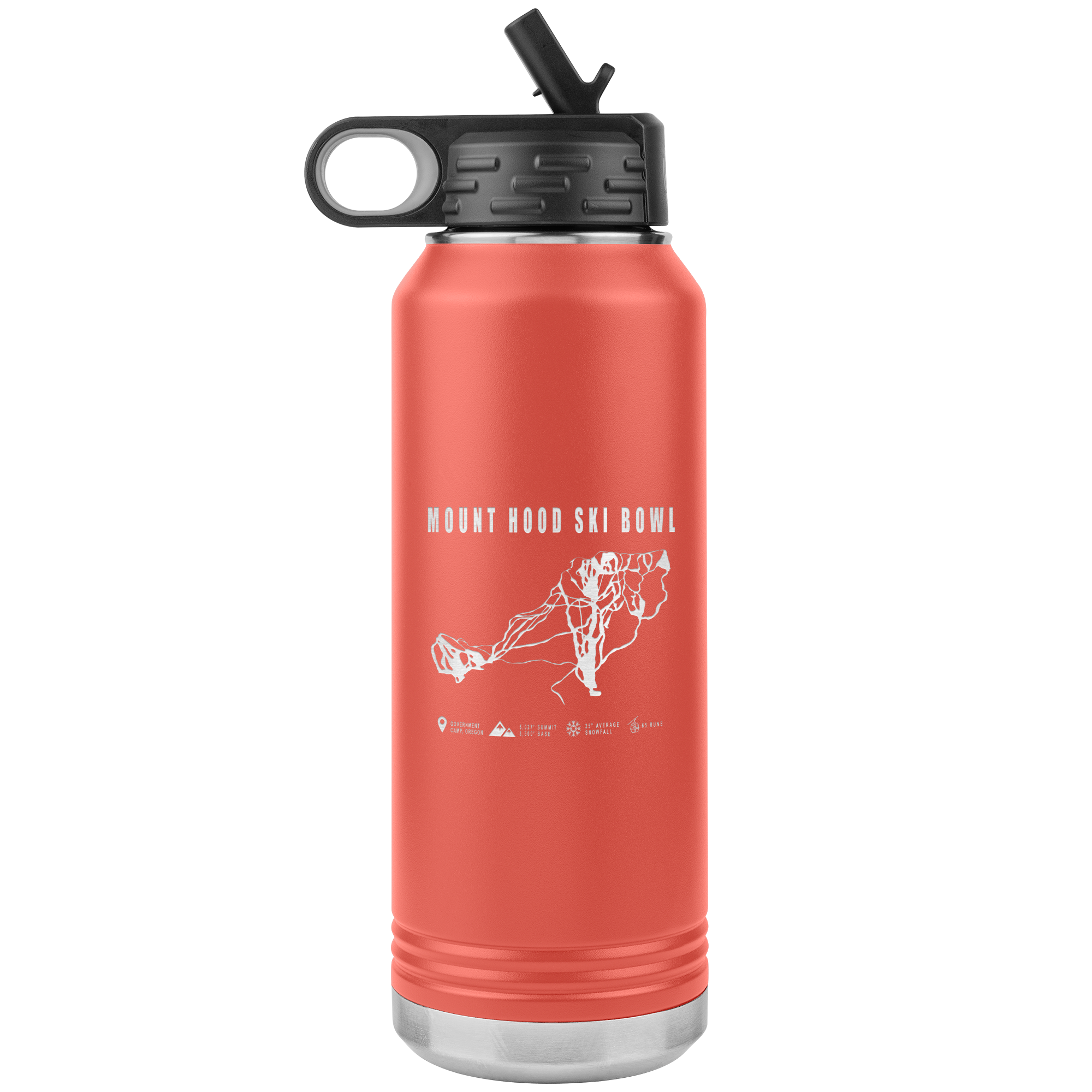 Mount Hood Ski Bowl, Oregon Ski Trail Map 32oz Water Bottle Tumbler - Powderaddicts