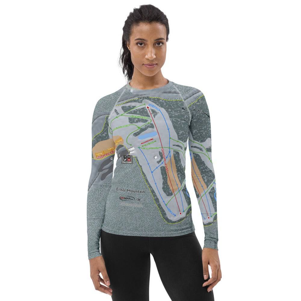 Echo Mountain, Colorado Ski Trail Map Women&#39;s Base Layer Top - Powderaddicts