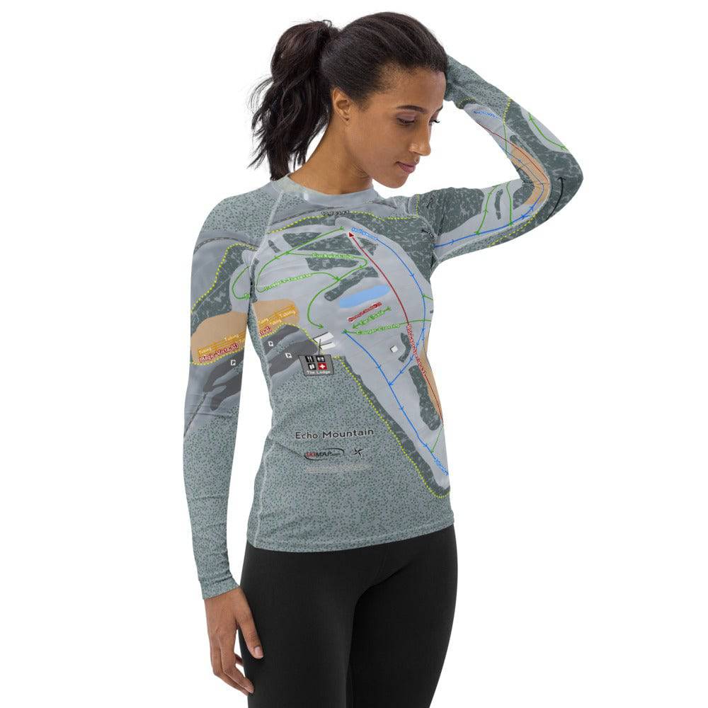 Echo Mountain, Colorado Ski Trail Map Women&#39;s Base Layer Top - Powderaddicts