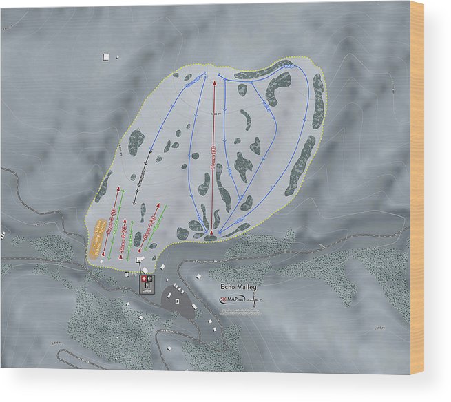 Echo Valley Ski Trail Map - Wood Print - Powderaddicts