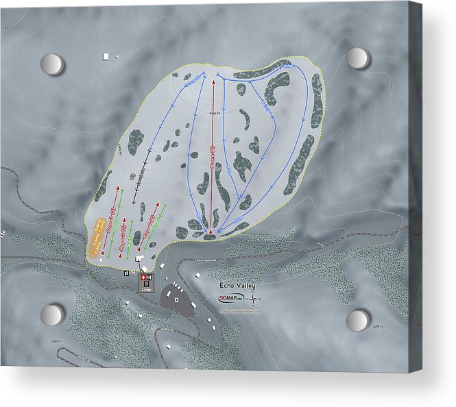 Echo Valley Ski Trail Map - Acrylic Print - Powderaddicts