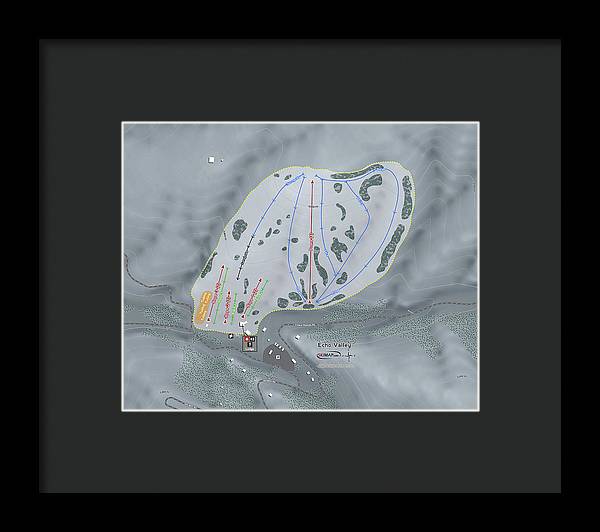 Echo Valley Ski Trail Map - Framed Print - Powderaddicts