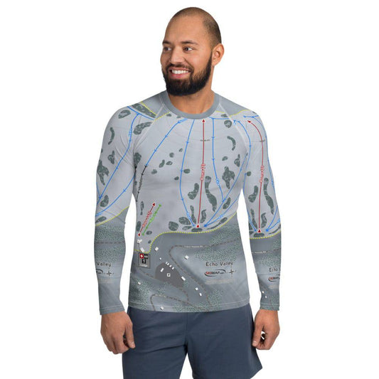 Echo Valley, Washington Ski Trail Map Men's Base Layer Top - Powderaddicts