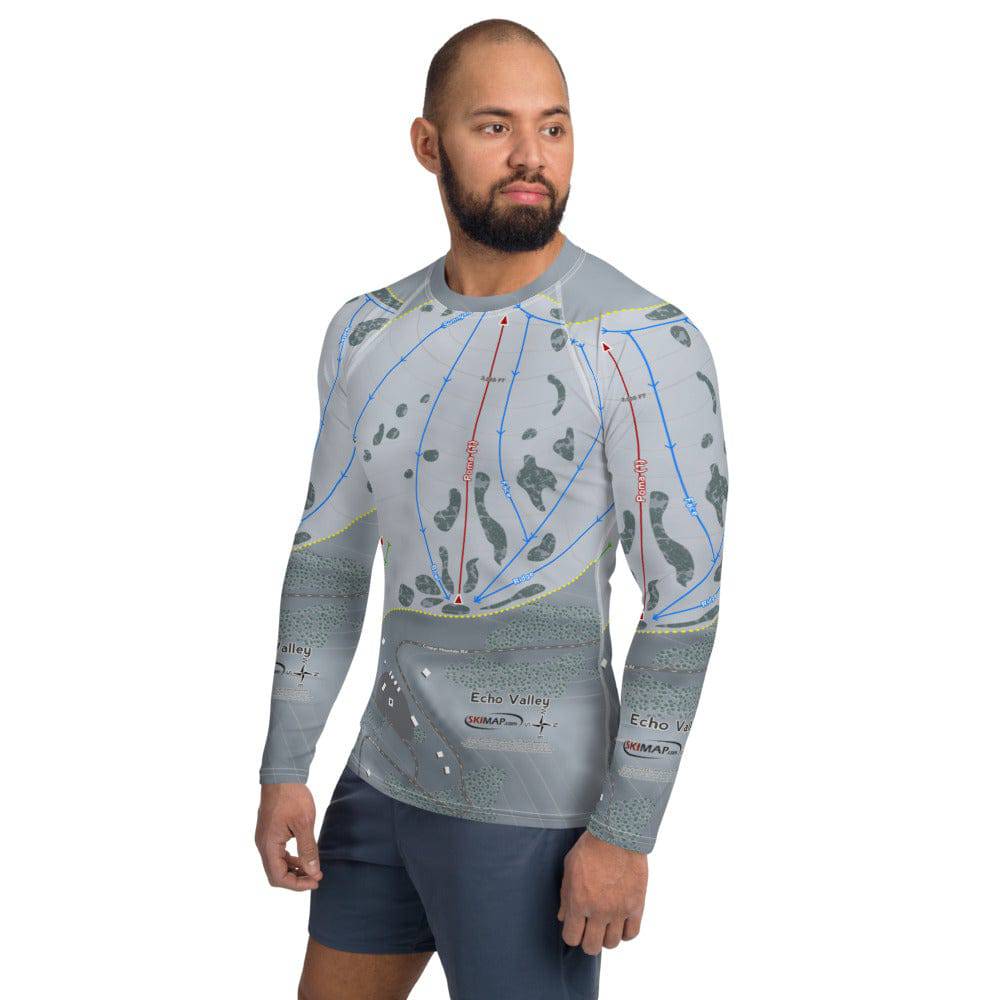 Echo Valley, Washington Ski Trail Map Men's Base Layer Top - Powderaddicts