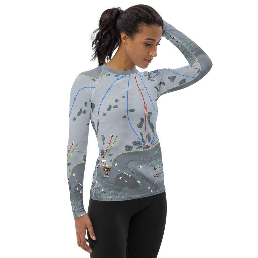 Echo Valley, Washington Ski Trail Map Women's Base Layer Top - Powderaddicts