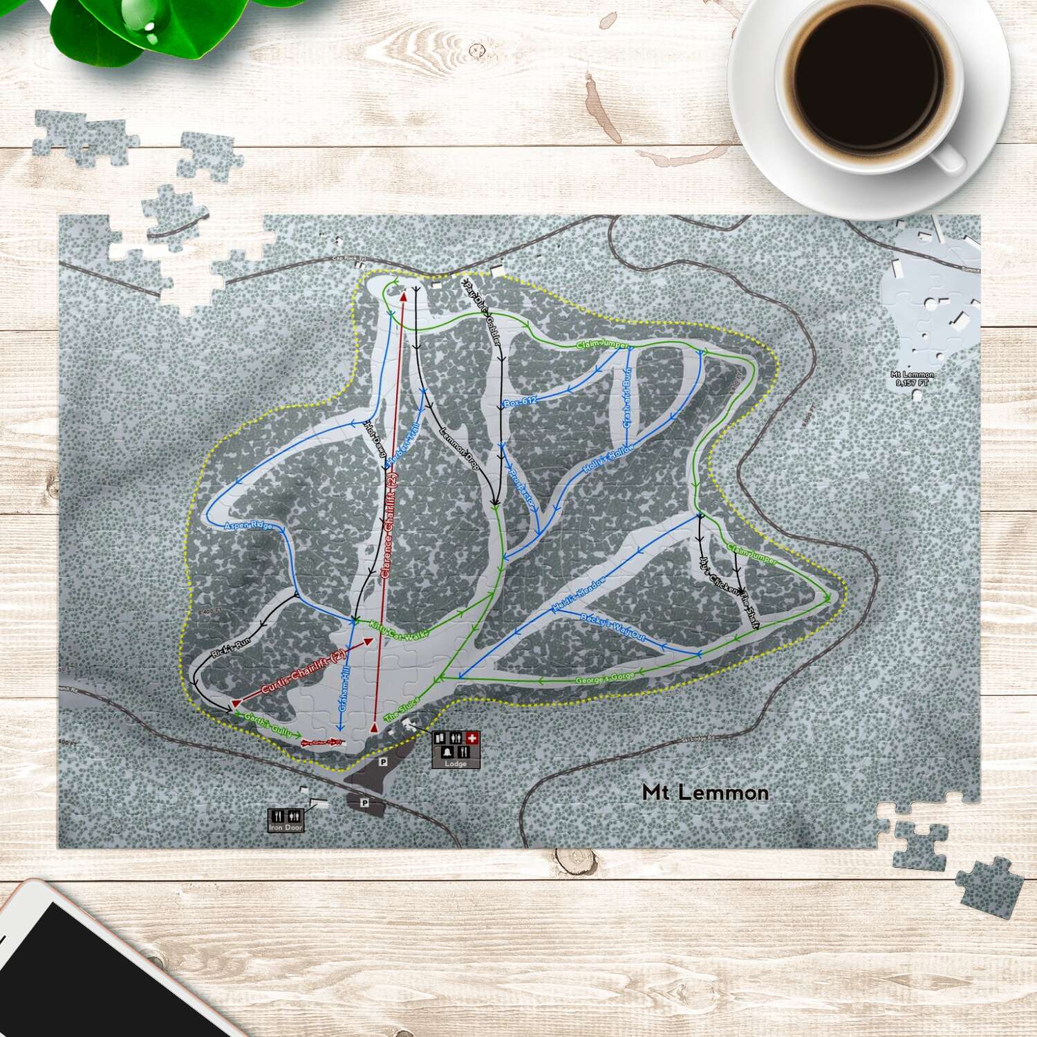 Mt Lemmon Arizona Ski Trail Map Puzzle - Powderaddicts