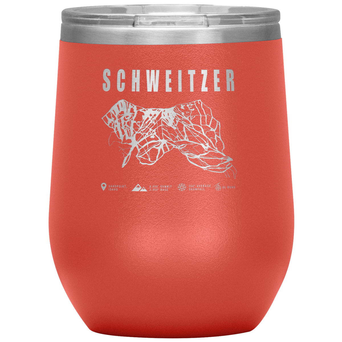 Schweitzer Idaho Ski Trail Map Wine 12oz Tumbler - Powderaddicts
