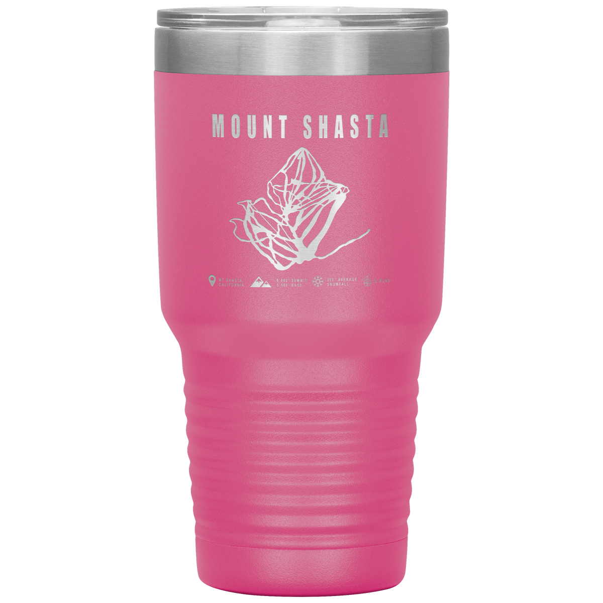 Mount Shasta, California Ski Trail Map 30oz Tumbler - Powderaddicts