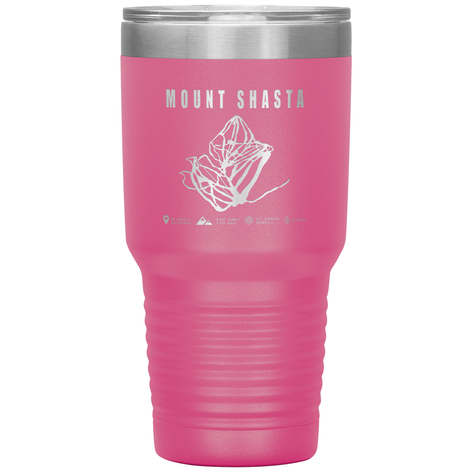 Mount Shasta, California Ski Trail Map 30oz Tumbler - Powderaddicts