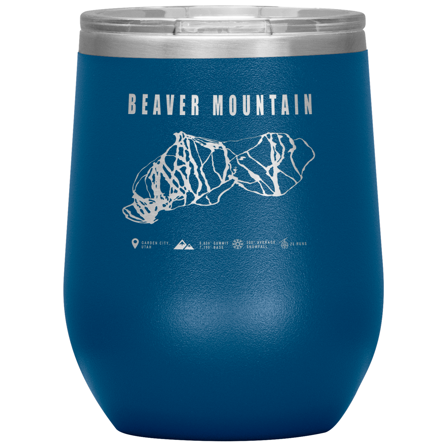Beaver Mountain,Utah Ski Trail Map Wine 12oz Tumbler - Powderaddicts