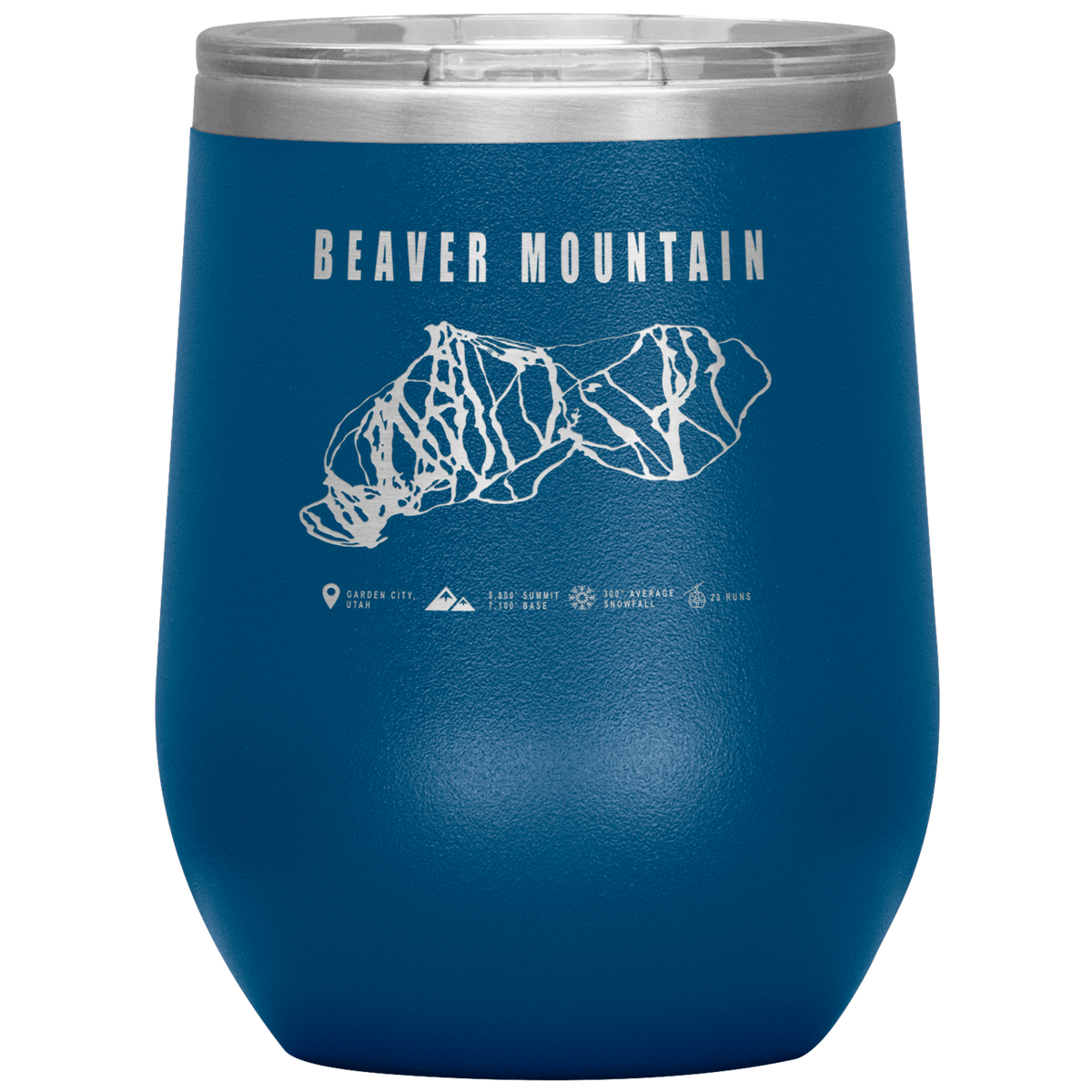 Beaver Mountain,Utah Ski Trail Map Wine 12oz Tumbler - Powderaddicts