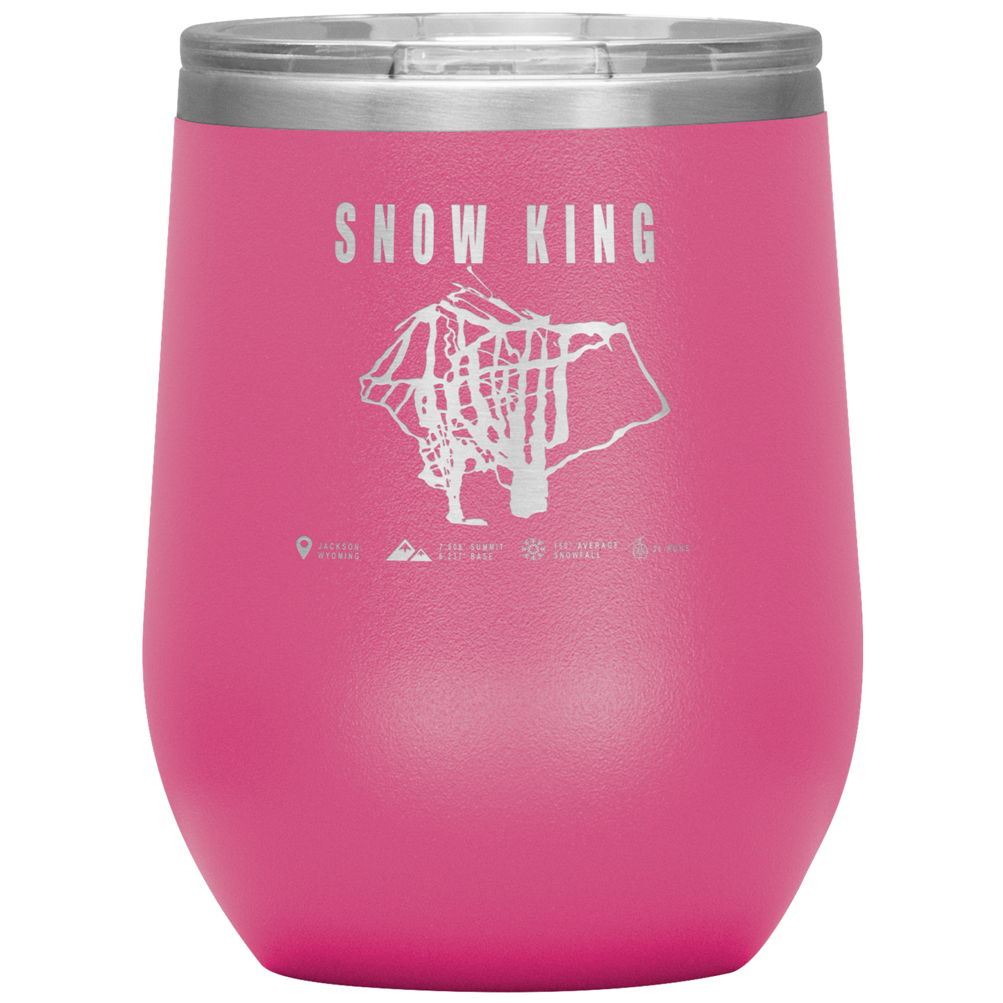 Snow King Wyoming Ski Trail Map Wine 12oz Tumbler - Powderaddicts