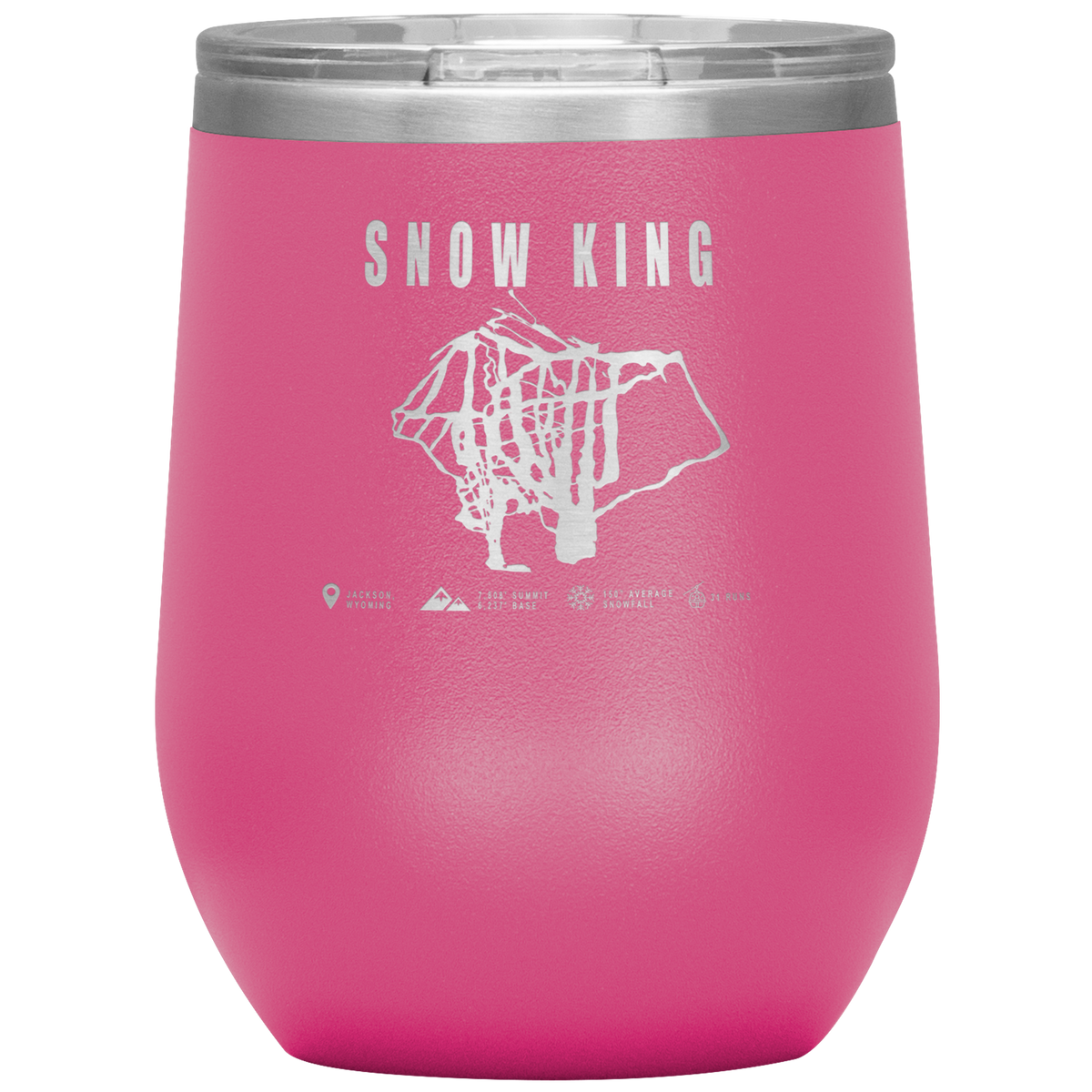 Snow King Wyoming Ski Trail Map Wine 12oz Tumbler - Powderaddicts