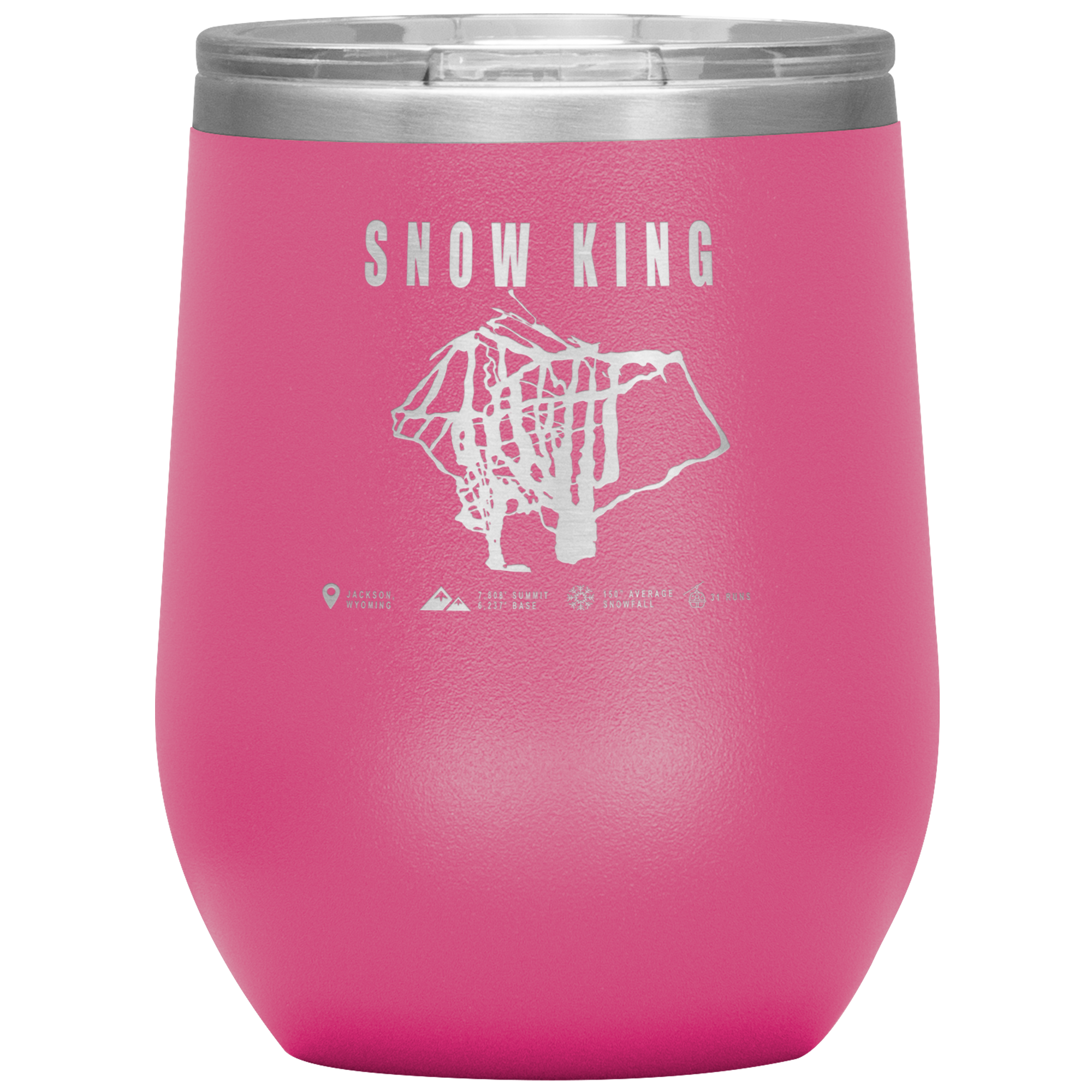 Snow King Wyoming Ski Trail Map Wine 12oz Tumbler - Powderaddicts