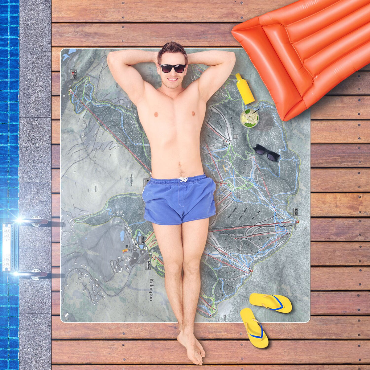 Killington, Vermont Ski Resort Map Printed Beach Towel - Powderaddicts