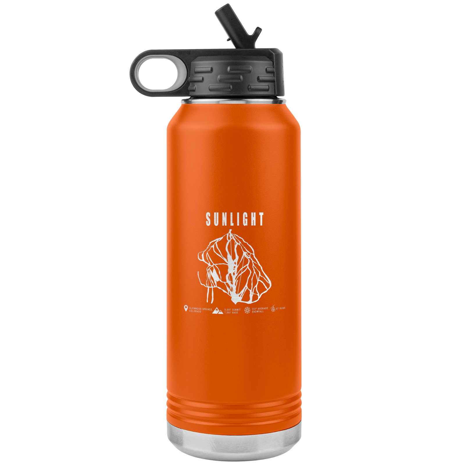 Sunlight Colorado Ski Trail Map 32oz Water Bottle Tumbler - Powderaddicts