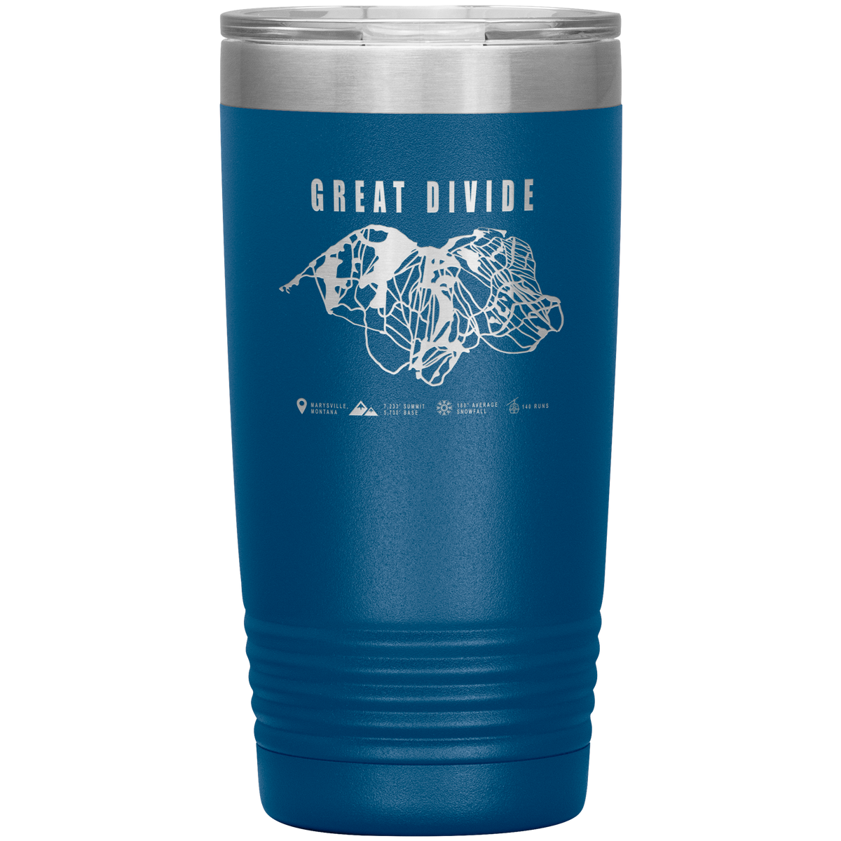 Great Divide Montana Ski Trail Map 20oz Tumbler - Powderaddicts