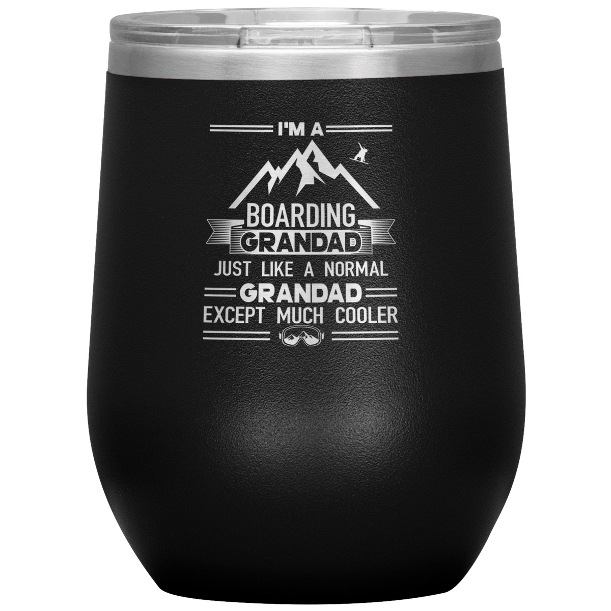 I'm A Boarding Grandad Wine 12oz Tumbler - Powderaddicts
