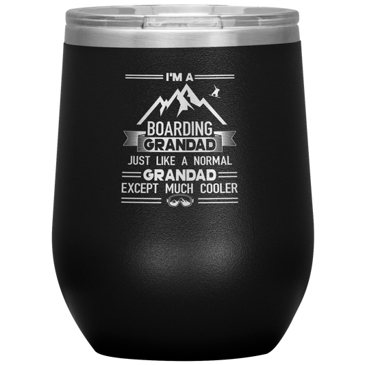 I'm A Boarding Grandad Wine 12oz Tumbler - Powderaddicts