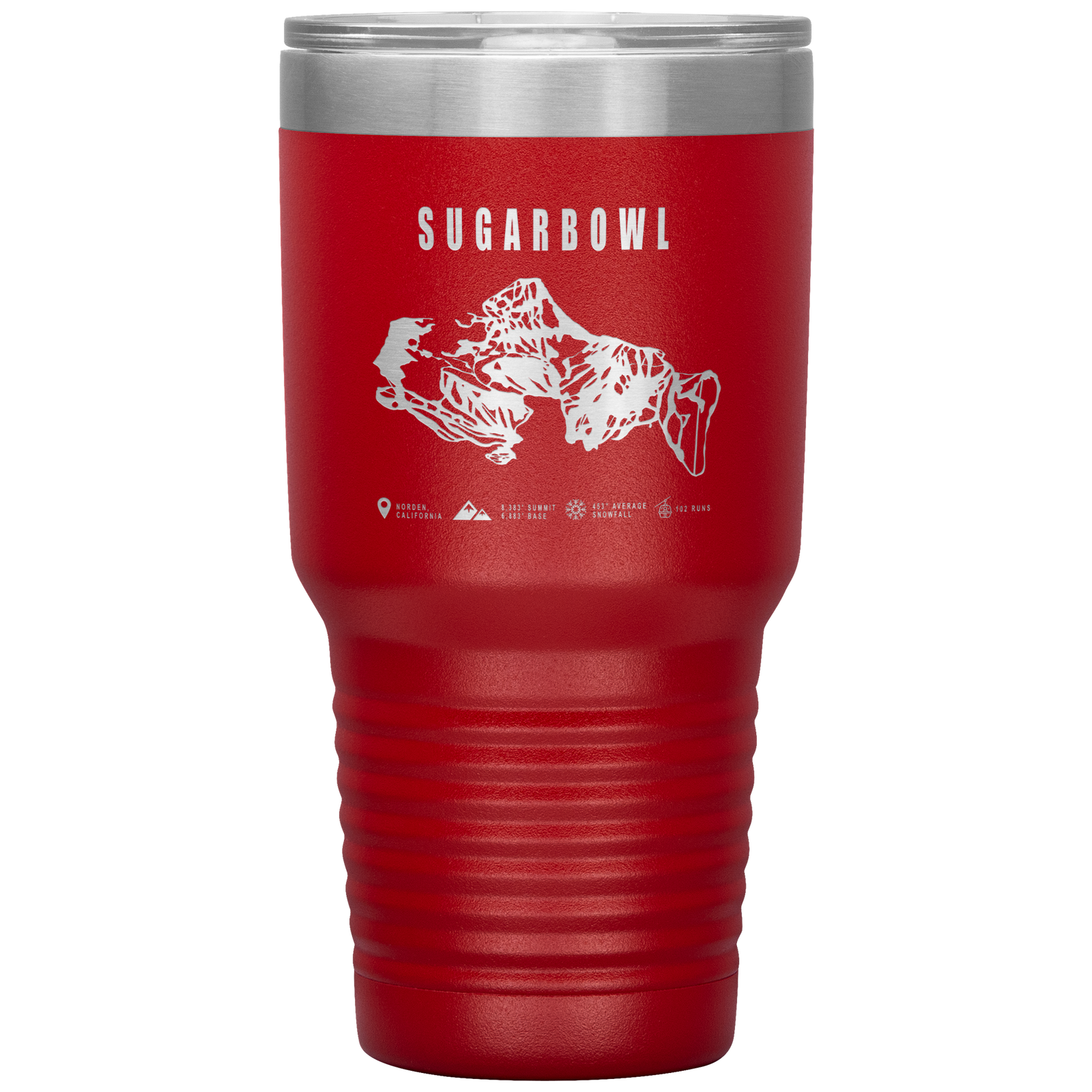 Sugarbowl, California Ski Trail Map 30oz Tumbler - Powderaddicts