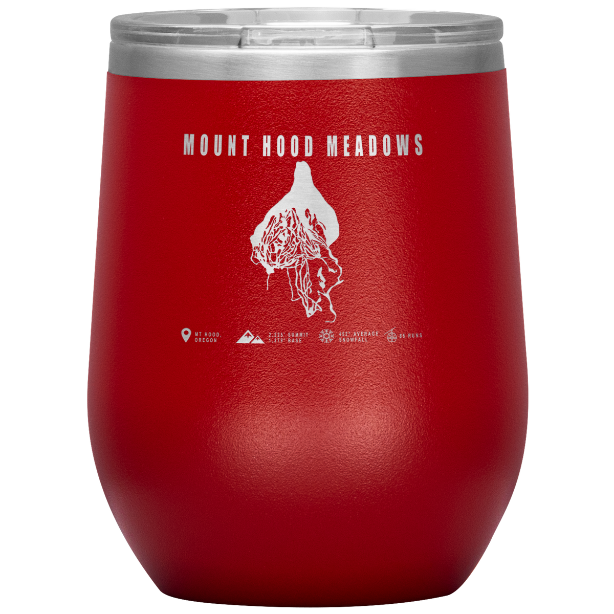Mount Hood Meadows, Oregon Ski Trail Map Wine 12oz Tumbler - Powderaddicts