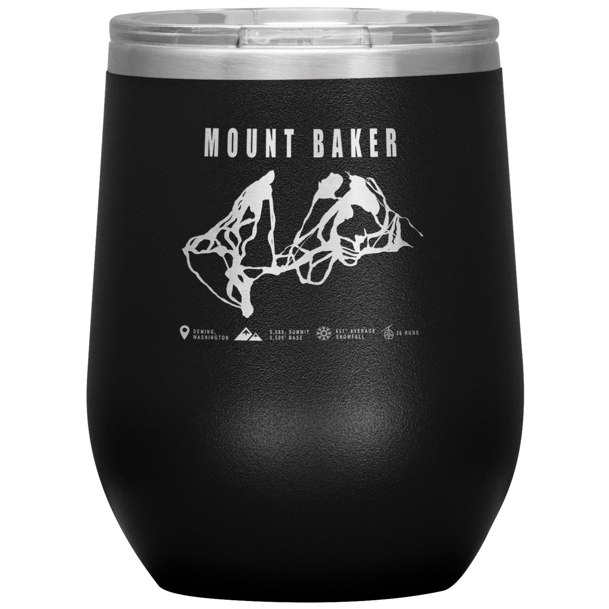 Mount Baker, Washington Ski Trail Map Wine 12oz Tumbler