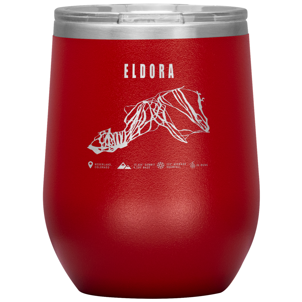 Eldora Colorado Ski Trail Map Wine 12oz Tumbler - Powderaddicts