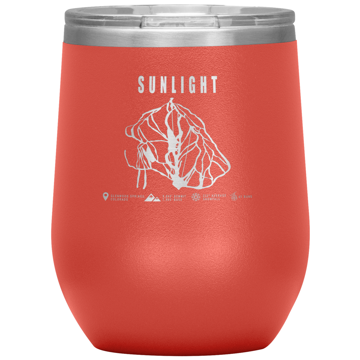 Sunlight Colorado Ski Trail Map Wine 12oz Tumbler - Powderaddicts