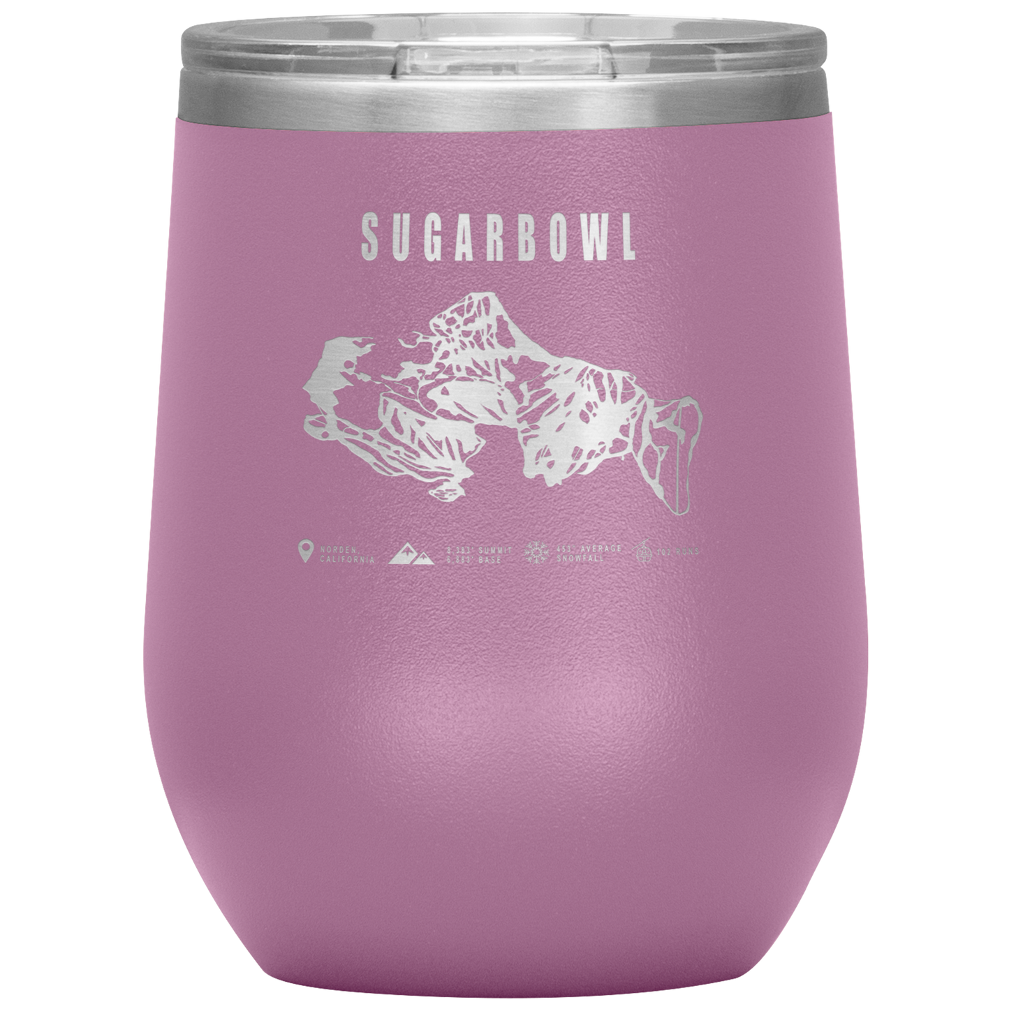 Sugarbowl, California Ski Trail Map Wine 12oz Tumbler - Powderaddicts