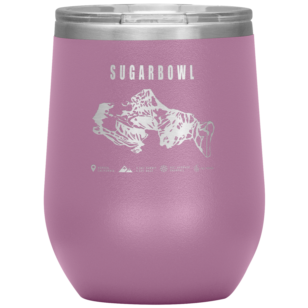 Sugarbowl, California Ski Trail Map Wine 12oz Tumbler - Powderaddicts