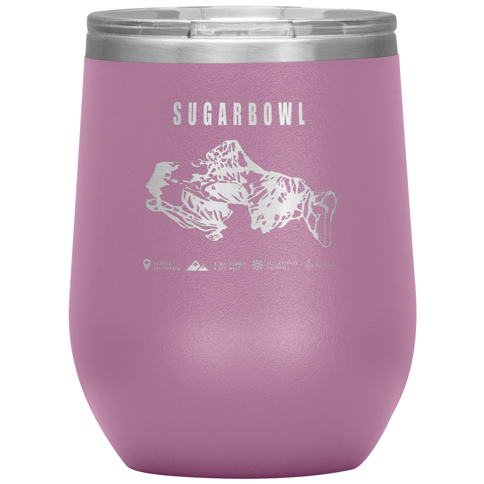 Sugarbowl, California Ski Trail Map Wine 12oz Tumbler - Powderaddicts