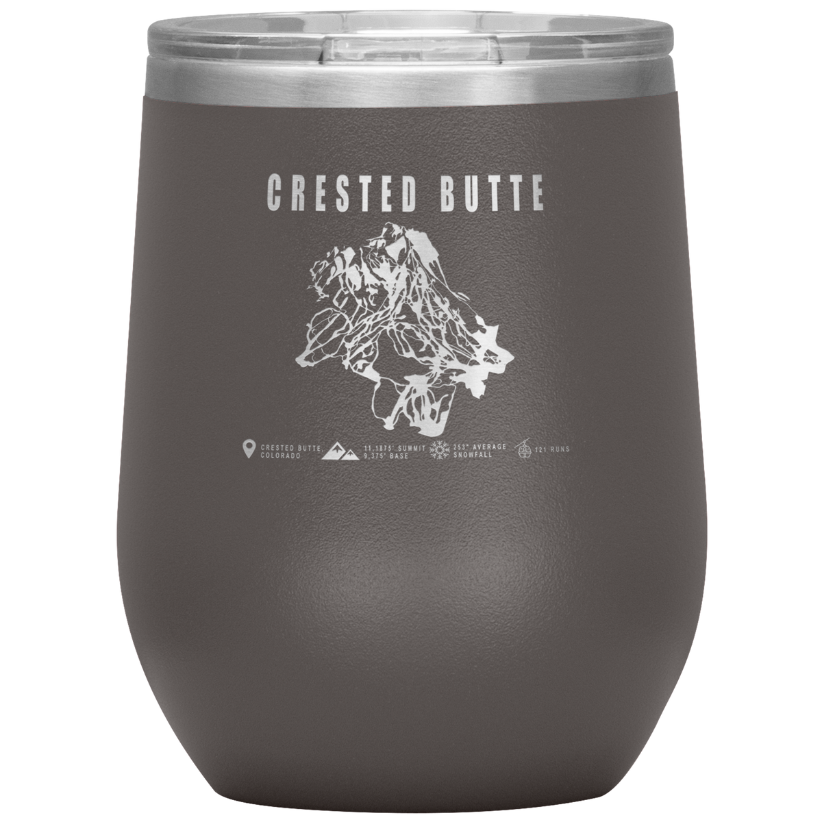 Crested Butte Colorado Ski Trail Map Wine 12oz Tumbler - Powderaddicts