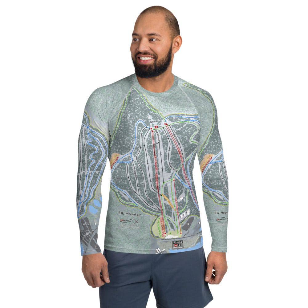 Elk Mountain, Pennsylvania Ski Trail Map Men's Base Layer Top - Powderaddicts