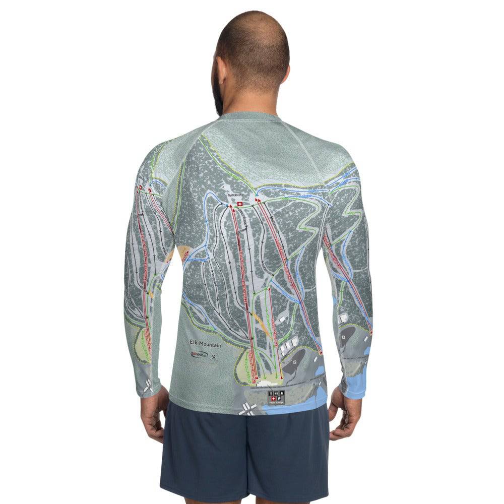 Elk Mountain, Pennsylvania Ski Trail Map Men's Base Layer Top - Powderaddicts