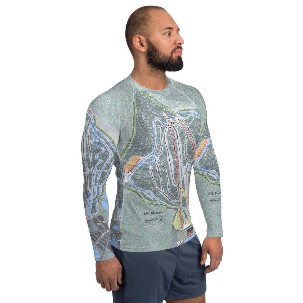 Elk Mountain, Pennsylvania Ski Trail Map Men's Base Layer Top - Powderaddicts